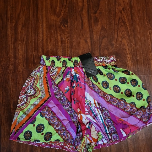 High Waist Patchwork Print Shorts Multi Color - Picture 9 of 16